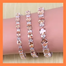 Потрясающий оранжевый морганит женский серебряный браслет великолепный Кристалл Свадебные украшения подарочная коробка