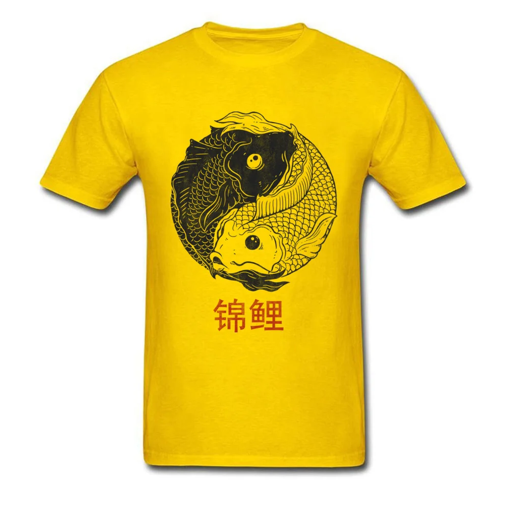 KOI FISH T-shirts for Men Geek Summer Fall Tops & Tees Short Sleeve New Coming Casual Sweatshirts Crew Neck 100% Cotton Fabric KOI FISH yellow