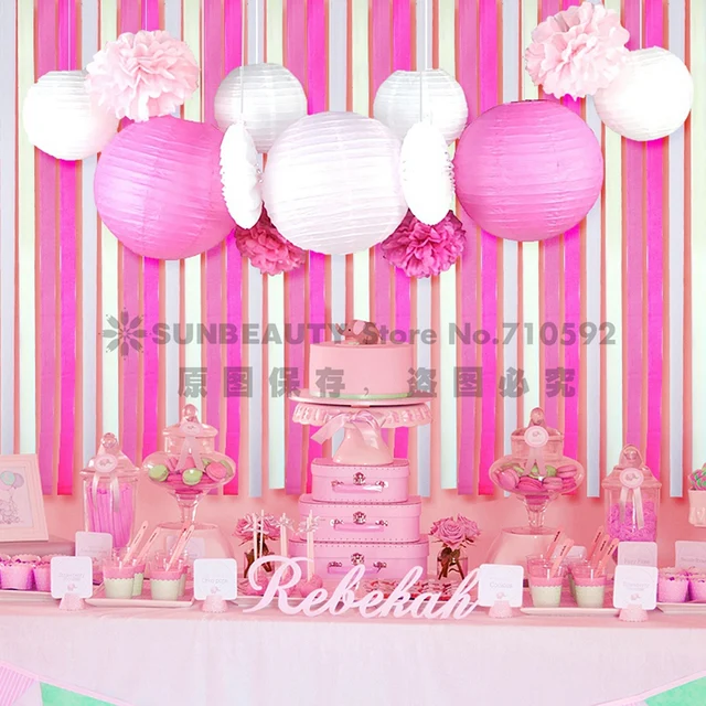 13x pink princess birthday party paper rosettes paper flowers party paper flower rosettes