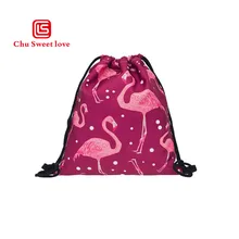 New AliExpress Hot Red 3D Print Flamingo Drawstring Shopping Drawstring Drawstring Bag Women s Backpack Bundle