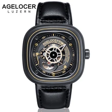 Relogio masculino Novo AGELOCER Automatic Relógios Mecânicos Homens Relógio de Couro Genuíno Cinta 50 m Resistência À Água