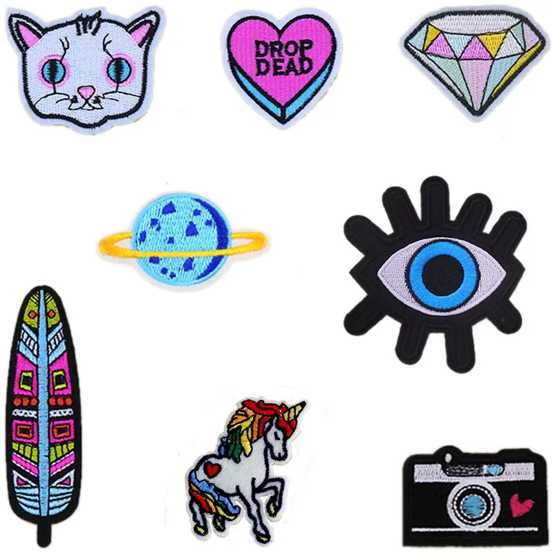 1 PC Cartoon Cat Patches for Clothing Embroidery Patch Children Stripes