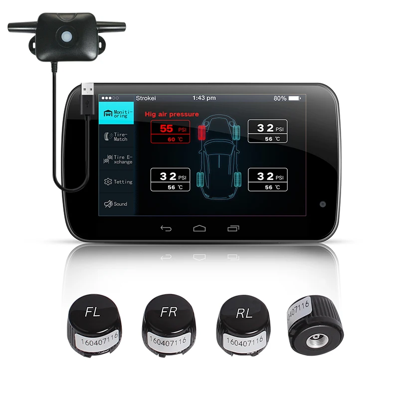 

USB Android Navigation DVD Tire Pressure Monitoring System 4 External sensor voice alert TPMS voice alarm t