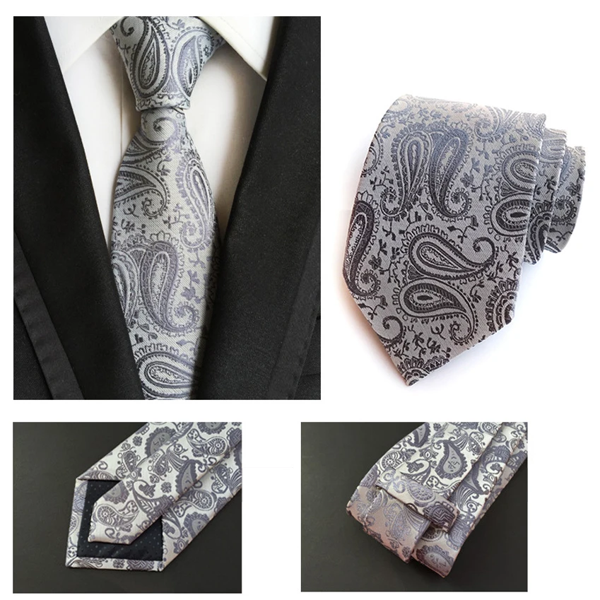 Striped Silk Tie 8cm Luxury Paisley Necktie Red Bule Purple Polyester Neck Tie for Men Formal Business Wedding Party Ties
