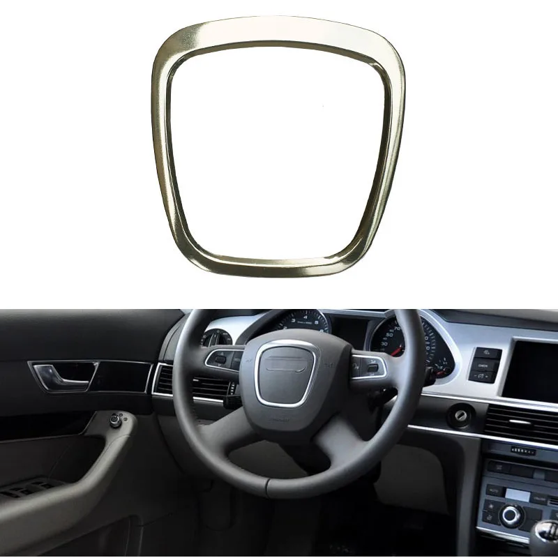 Trapezoid Auto Steering Wheel Sticker Aluminum Emblem Fit For Audi A4L//A6L//Q3//Q5