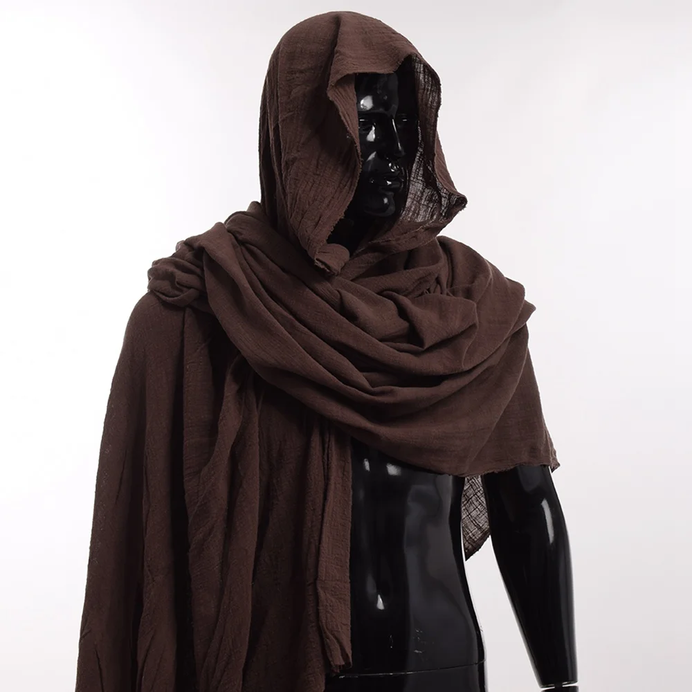 Medieval Man Scarf Brown Wrap Cloak Primitive Shoulder Cowlin Boys