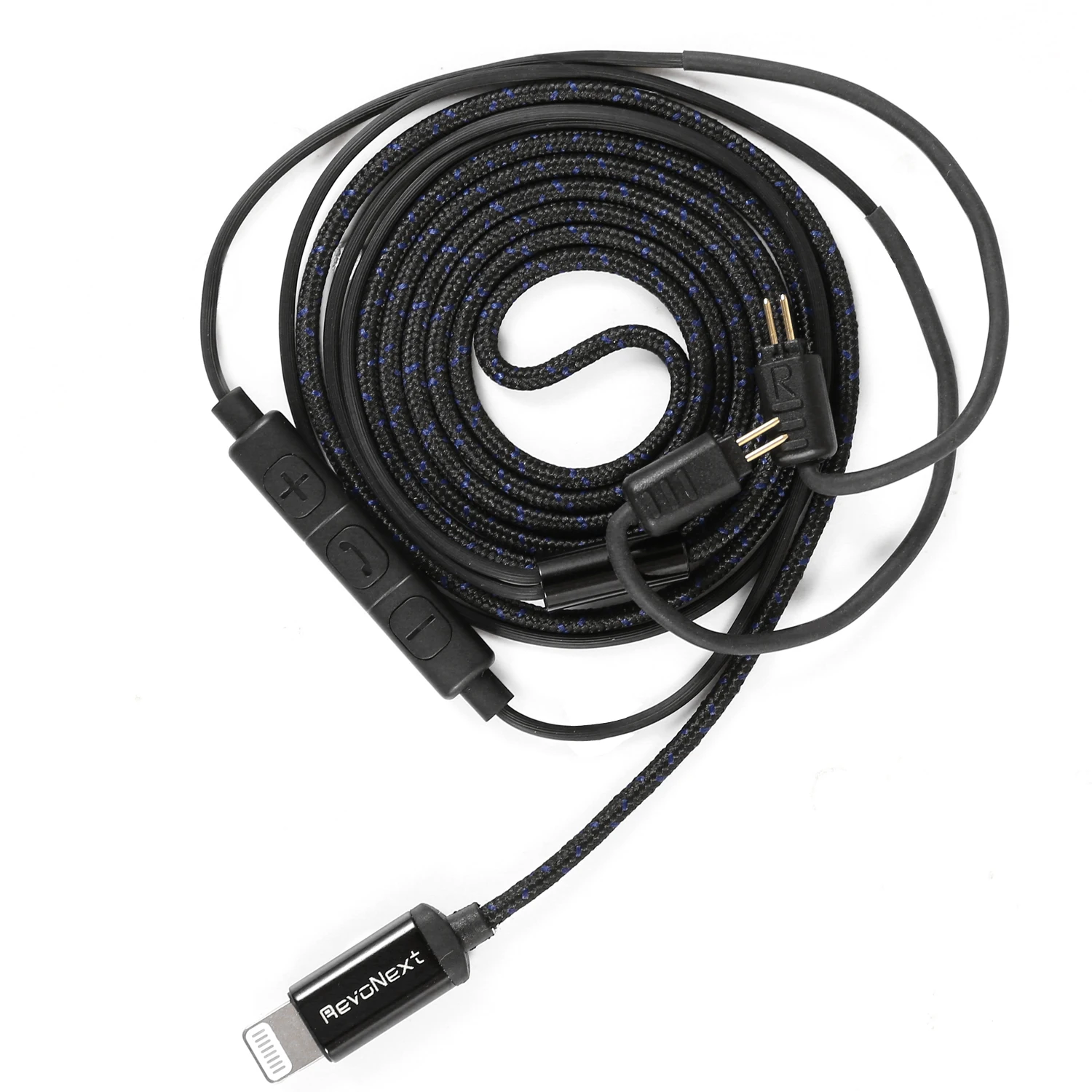 RevoNext Detachable Cable,QT2//QT2S//QT3S//QT5//RX8//RX8S Dedicated Cable 0.78mm 2-Pin Braided Cable Black-mic