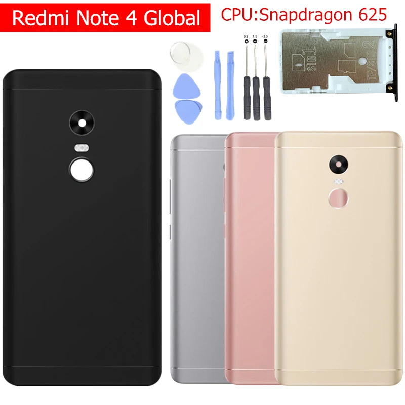 

Original for Xiaomi Redmi Note 4 Global Battery Back Cover Rear Back Door Housing Card Tray Holder Repair Spare Parts Black
