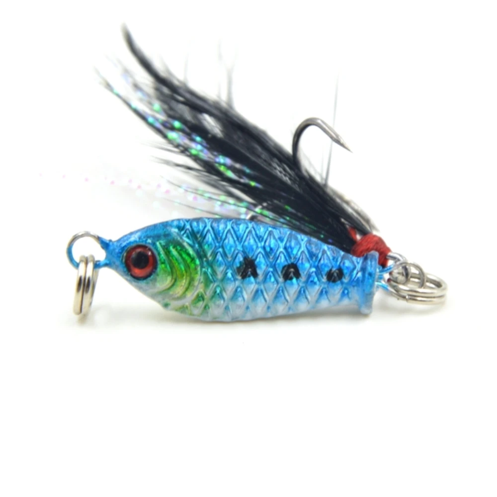 

1pcs/lot Fishing Lures Feather Lead Fish 3cm 5.2g VIB hard bait winter Wobblers Pesca Artificial Fishing Tackle With Hooks
