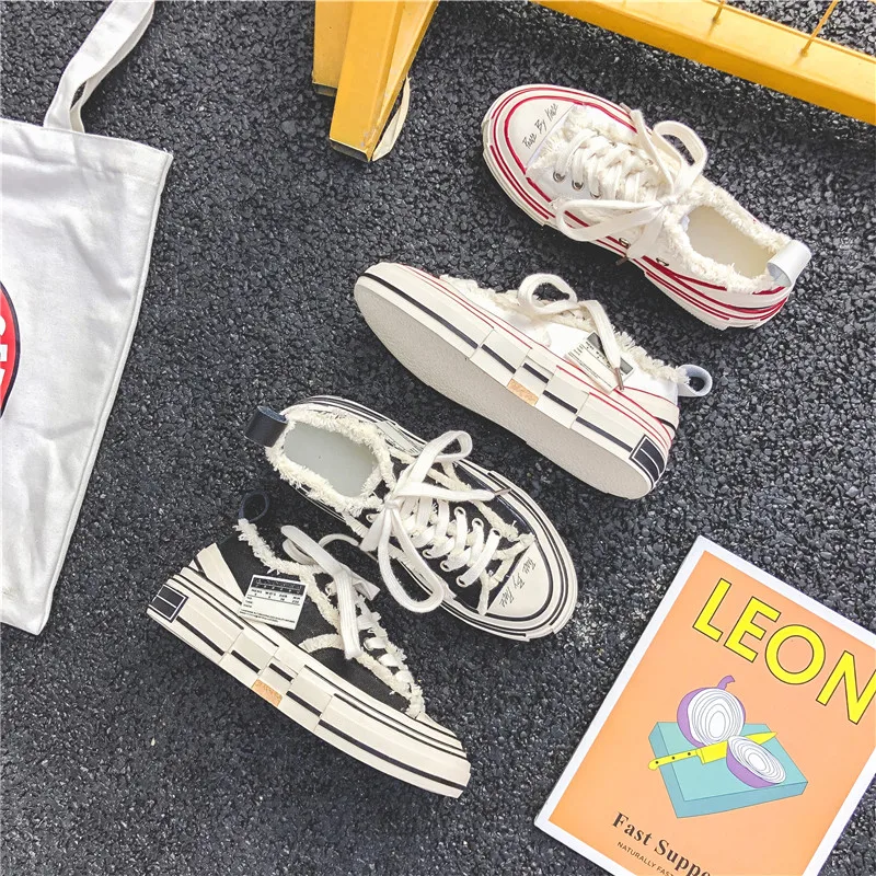 

High Quality White Black lace up New Fashion Women Canvas Shoes spring autumn Size 40 zapatillas vulcanizadas mujer