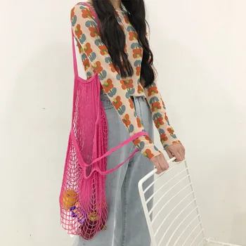 

New Summer Beach Fishnet Shopping Bag Mesh Net Woven Handbag CYA21