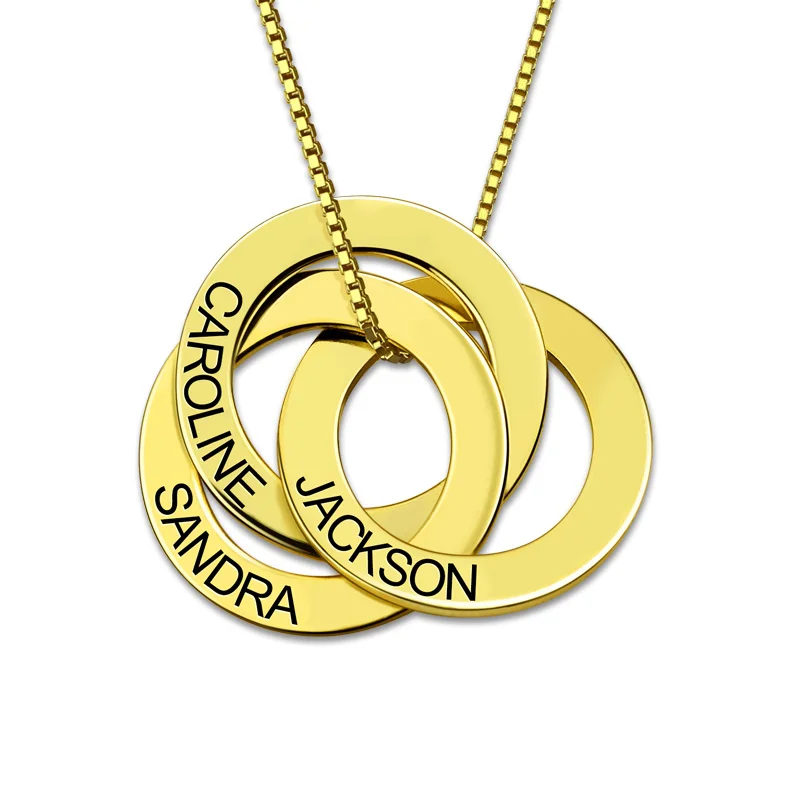 AILIN ожерелье из стерлингового серебра, персонализированное российское ожерелье с кругами, подарок для матери - Окраска металла: Gold Plated