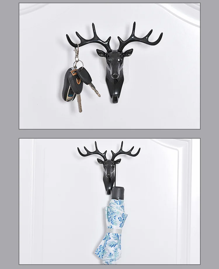 NEW Wall Decoration Wall Hanging Hook Vintage Deer Head Antlers for Hanging Clothes Hat Scarf Key Deer Horns Hanger Rack