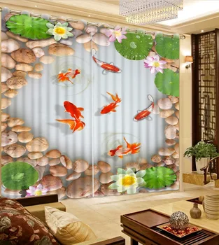 

3D Window Curtain Living Room Photo Sheer Curtains Stone Fish Decor Hotel Office Home Wall Tapestry Para Sale 3D Drapes