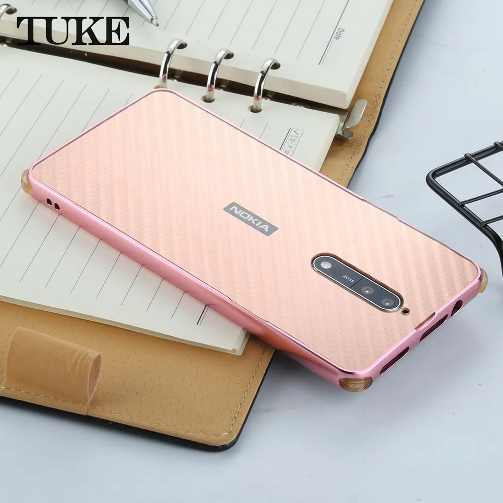 Чехол TUKE для Nokia 8, алюминиевая металлическая рамка Nokia8, углеродное волокно, Жесткий Чехол Hybird для 8 Nokia TA-1004, TPU Etui для Nokia Mobile 8