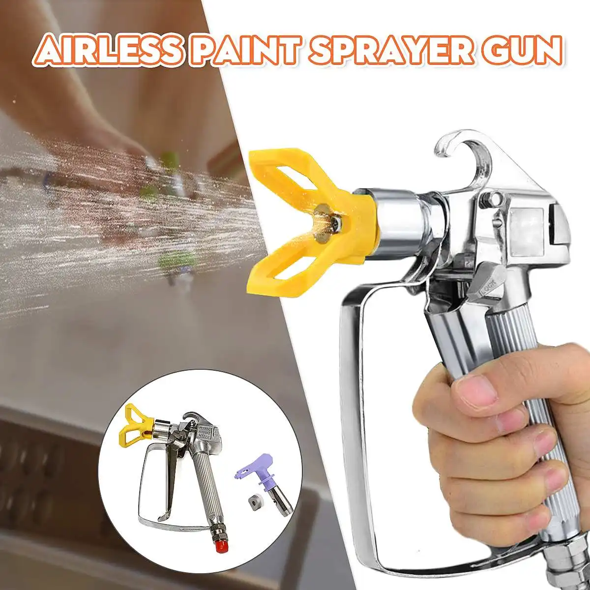 

3600PSI High Pressure Airless Paint Spray-Gun Sprayer with 517 Spray Tip & Nozzle Guard For Spraying Machine