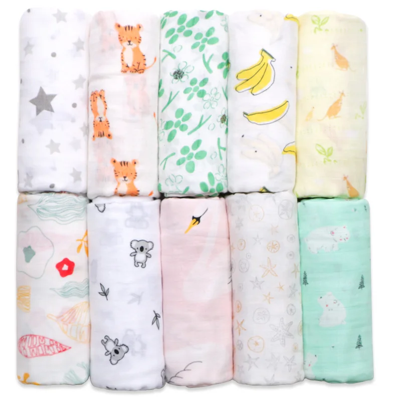 

Clearance! Muslin Bamboo Cotton Baby Swaddles Soft Newborn Blankets Bath Gauze Infant Wrap Stroller Cover 120*120CM