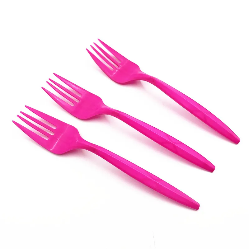 20pcs disposable forks baby shower party decoration solid color plastic