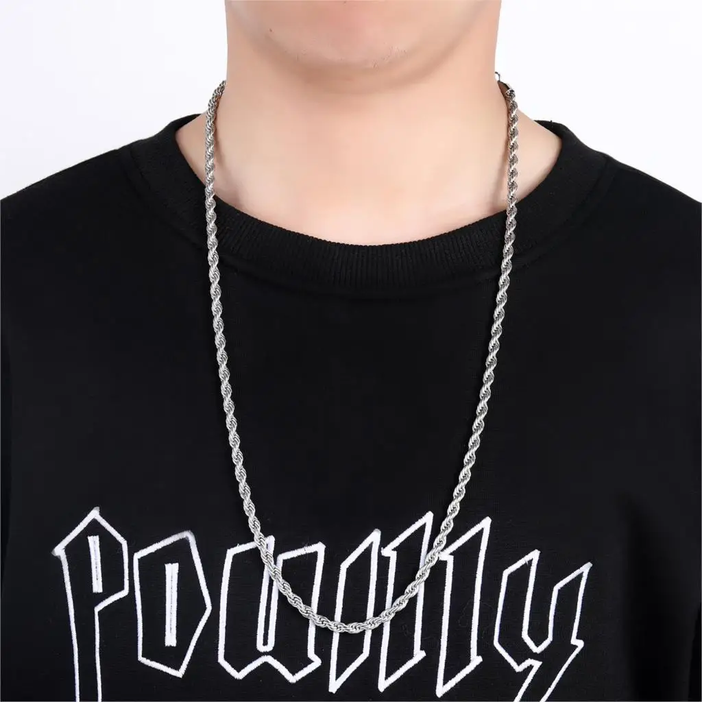 Width 1.6Mm//2Mm//2.4Mm//3Mm//4Mm//5Mm Stainless Steel Rolo Chain Link Necklace Chain 4mm Width 24 inches or 61cm