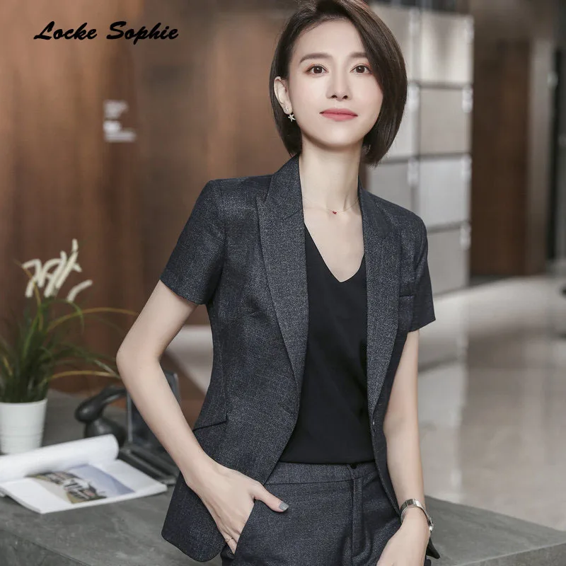 1pcs Women's Plus size Blazers coats 2019 Summer cotton blend Small Suits jackets ladies Skinny Office Blazers Suits coats
