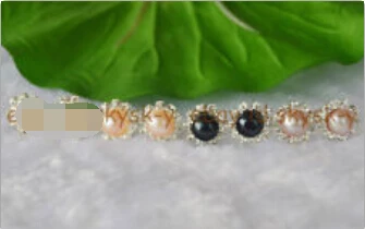 

ry00499 4 Pairs Real Natural Pearl Earring 4 colors 8-9mm Pearl & Crystal Rhinestone AAA