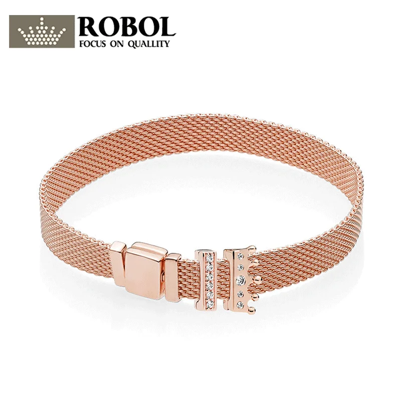 

ROBOL100% 925 Sterling Silver RAU0529 Rose Reflexions Sparkling Royal Gift Set Timeless Clip Crown Clip Charm Bracelet set