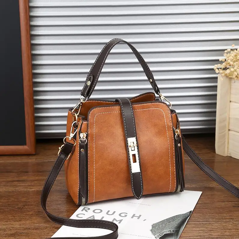 Yogodlns модная женская сумка, кожаные сумки, ПУ сумка на плечо, маленькие сумки через плечо с клапаном для женщин, сумки-мессенджеры, винтажный кошелек - Цвет: Brown