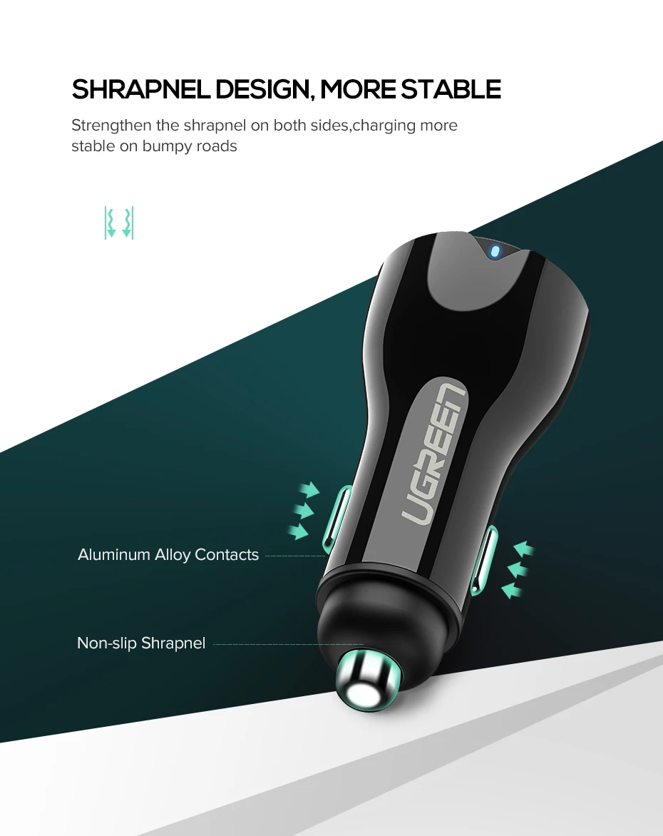 Ugreen 36 W автомобиля USB Зарядное устройство двойной Быстрый 3,0 заряда для iPhone Xiaomi huawei USB быстро Зарядное устройство для samsung S9 S8 автомобильный телефон Зарядное устройство