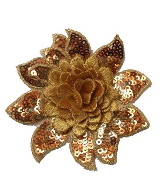 5 шт блестки вышивают цветок Patche 3,2 дюймов - Цвет: golden