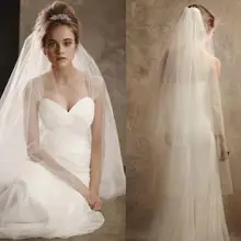 Платье белого цвета и цвета слоновой кости Свадебная фата 2-Слои Лидер продаж Новое поступление цена оптовой продажи Обрезной край простой Стиль Фата с расческой
