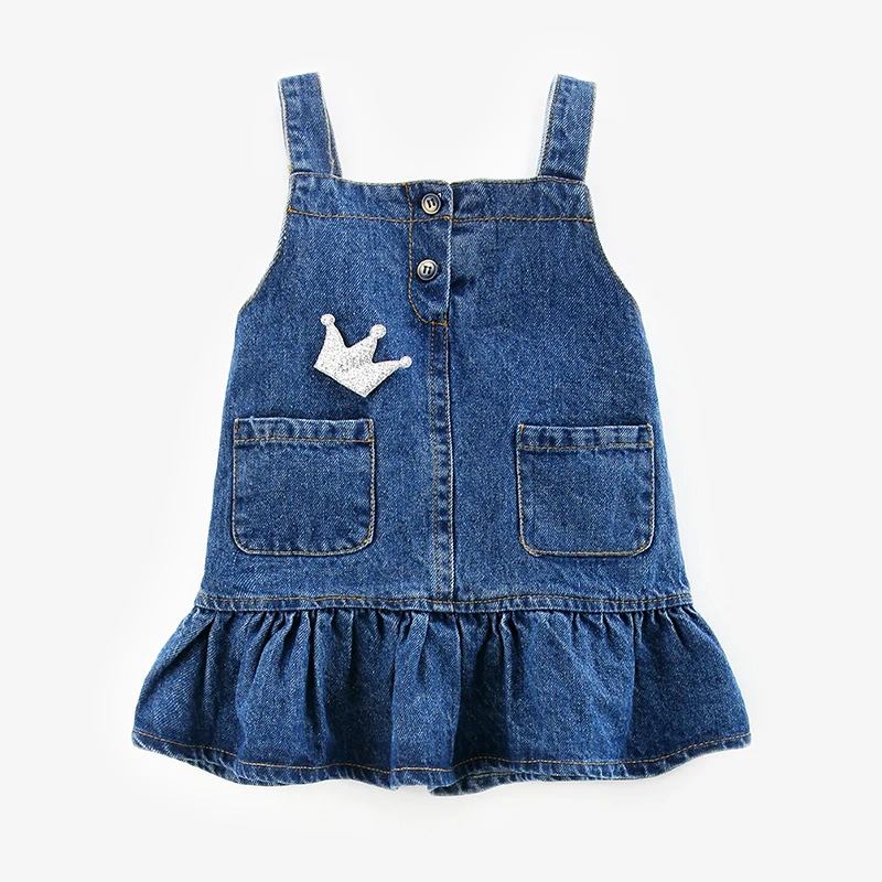 Платье для маленьких девочек летние Симпатичные Детские платья для девочек, джинсовый комбинезон, Детский костюм БЕЗРУКАВНОЕ платье из денима на бретелях джинсовые комбинезоны для детей;