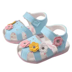 Малышей Новые цветы сандалии для девочек легкая мягкой подошве принцесса детская обувь sandalia infantil Дети ortopedicas S3MAY9