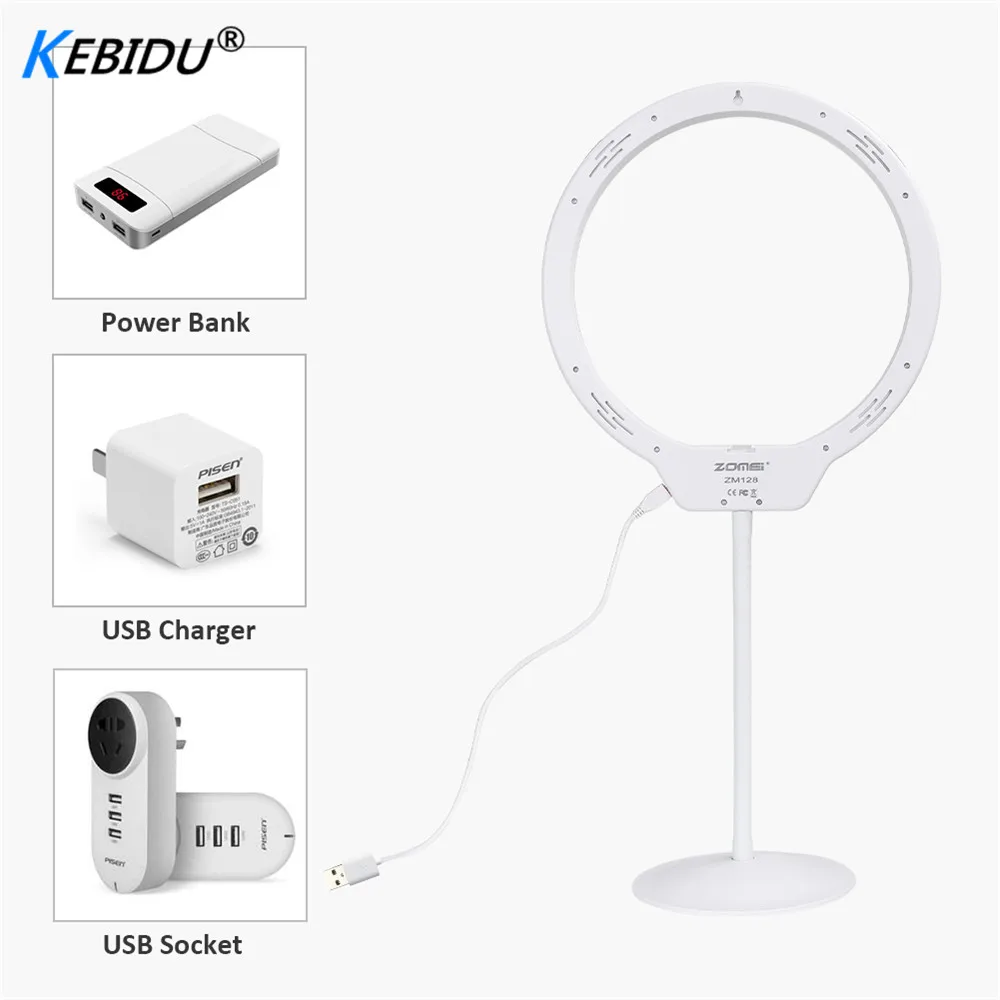 

Kebidu Adjustable Selfie LED Ring Light Phone Video Light Lamp 3200K-5500K 3 colors with Make-up Mirror