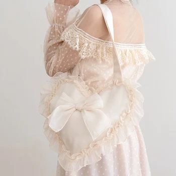

Mild Girl Heart Pillow with Lotus Leaf Side One Shoulder LOLITA Bag Lovely