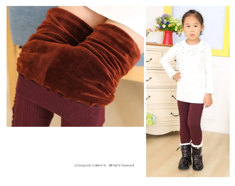 YWHUANSEN/штаны для девочек; зимние вязаные жаккардовые теплые брюки для детей; кашемировые детские штаны; обтягивающие штаны с оборками