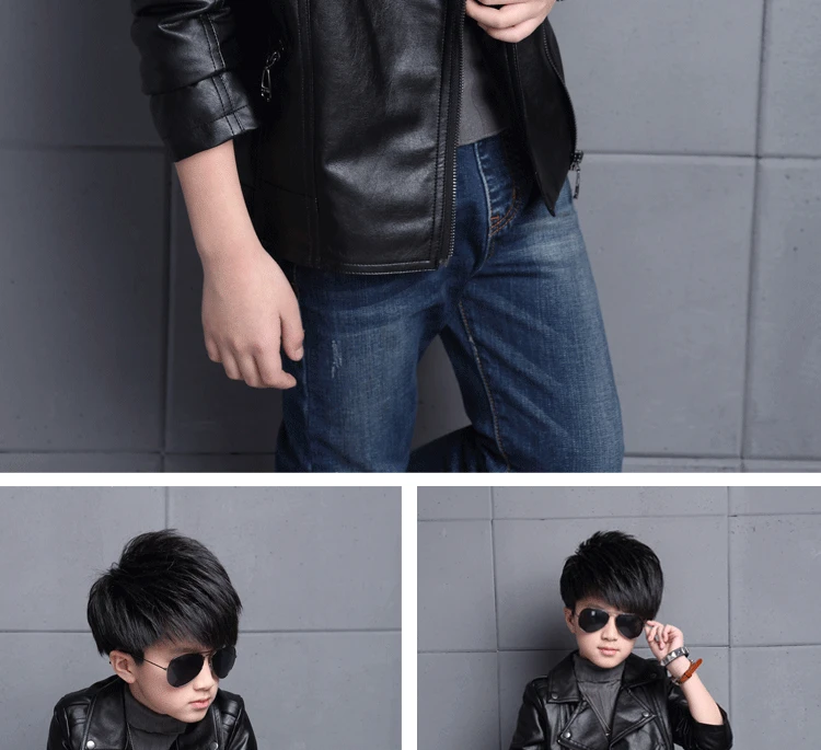 Новая коллекция кожаная куртка для мальчиков пальто и куртки для девочек весенние детские кожаные куртки повседневная детская верхняя одежда черного цвета для мальчиков