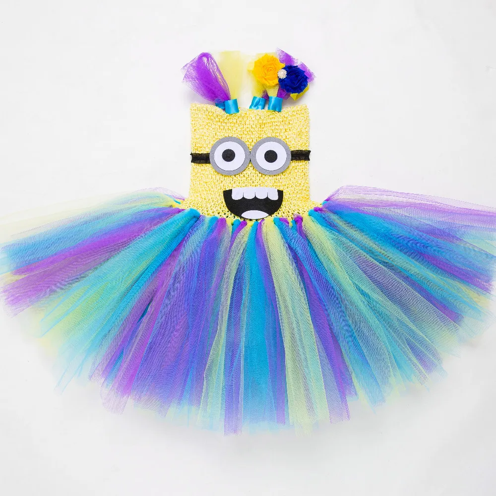 

Minion Girl Cosplay Party Dress Rainbow Girls Toddler Minion Dress  Cosplay Tutu Dresses For Photo props PT48