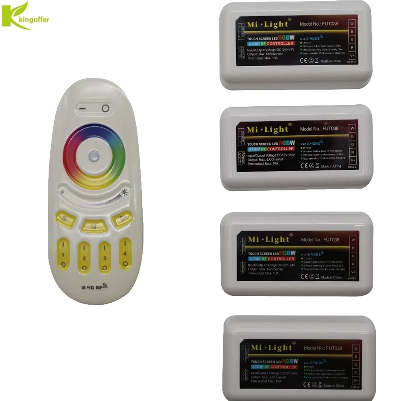 

Milight 2.4G 4 zone Touch Screen RF Remote Control +DC12-24V Mi.light Controller Dimmer For 3528 5050 RGBW RGBWW LED Strip Light