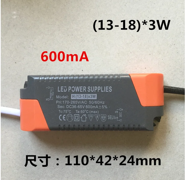 Светодиодный драйвер переменного тока 120-265 в 600мА(13-18)* 3 Вт источник питания трансформаторный балласт для канистры Потолочный светильник Точечный светильник светодиодный