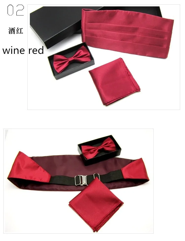 Мужской Свадебный галстук-бабочка для смокинга набор широкий пояс носовой платок Карманный полотенце черный красный белый серебряный сплошной галстук-бабочка