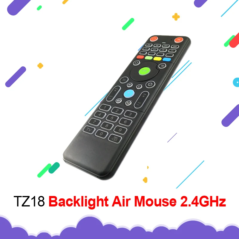 

TZ18 Backlight Air Mouse Wireless Mini Keyboard Double-side Handheld Remote Control 6-Axis Sensor Gyroscope for Android TV Box