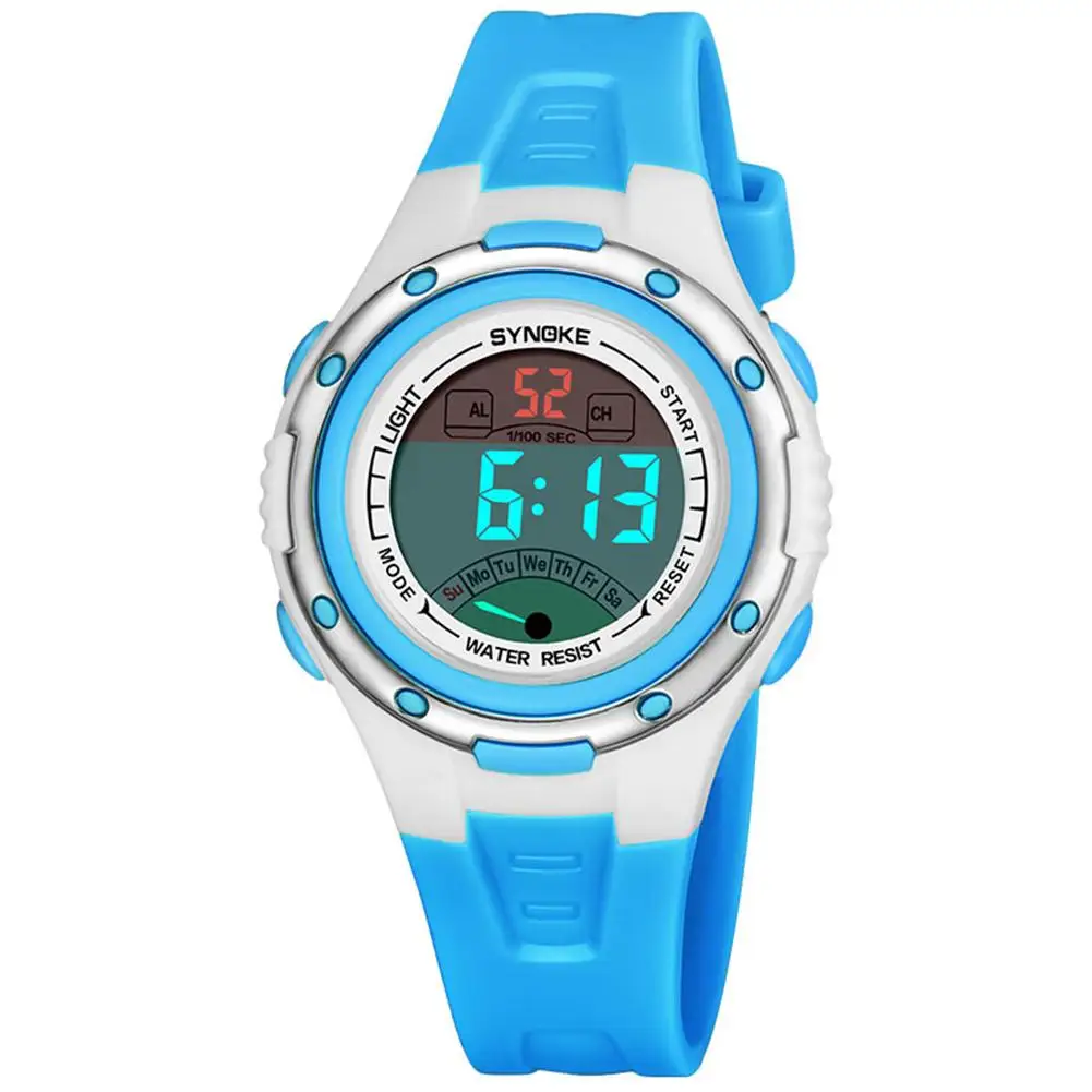 Kids Girls LED Luminous Week Date Alarm Clock Stopwatch Digital Wist