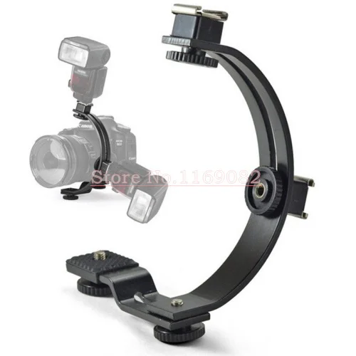 C shape Flash Bracket Adjustable Hot shoes for Video Light Camera