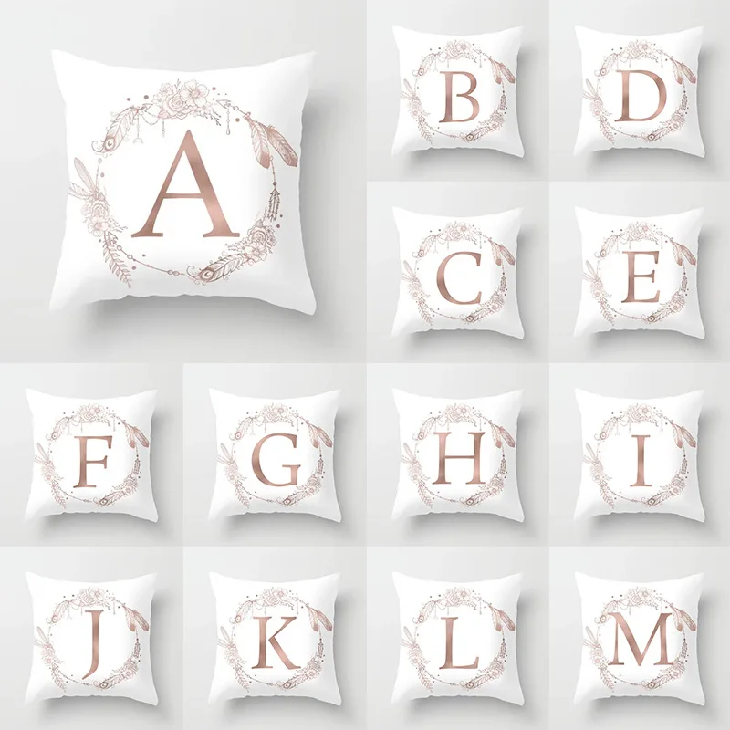 

Lychee Life 26 Letters Pillowcase Alphabet Print Polyester Decorative Pillow Cover 45x45cm Home Office Sofa Throw Pillow Case