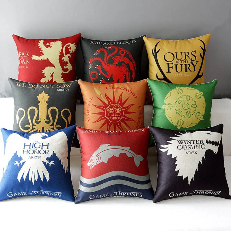 Song of Ice and Fire Game of Thrones Cushion cover Sofa Decorative Throw Pillowcase Home Chair Car Seat Cojines almofadas