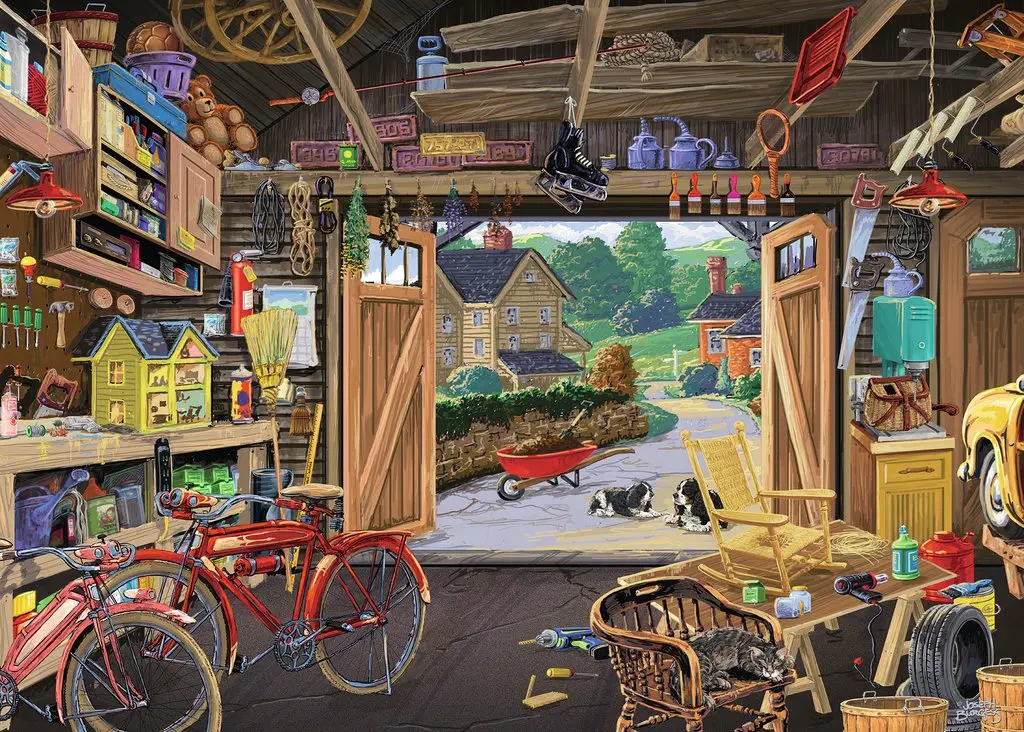 

Grandpa Ravensburger's Garage Contains 300 Pieces of Jigsaw Puzzle Toys for Gift