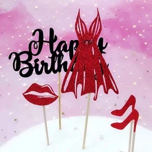 Шикарное платье с изображением губ на высоком каблуке для дня рождения; вечерние украшения в виде кекса; пикантные вечерние украшения для вечеринки в честь Дня Рождения