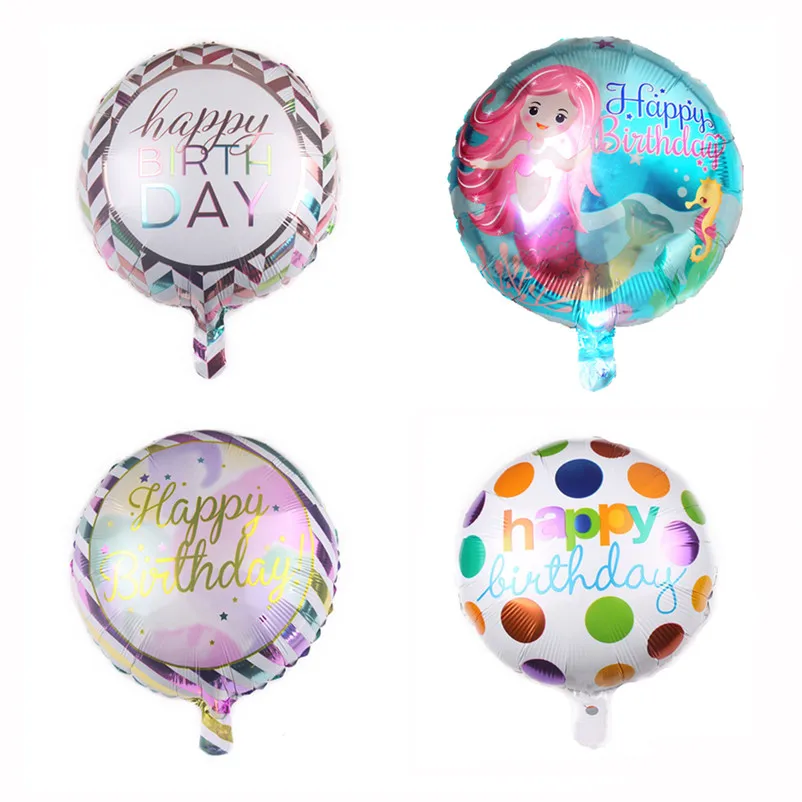 

TSZWJ New 18-inch round happy birthday aluminum balloon birthday party decoration balloon self-sealing