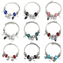 2020 nova Charme Amor Libélula Bracelete Frisado Jóias 6 Cores 60MM Ajustável Pulseira Pulseiras Mulheres Presente da Jóia Do Casamento do Metal