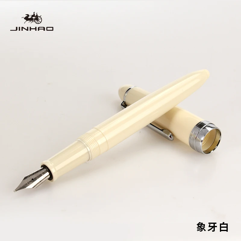 Jinhao 992 модная прозрачная цветная авторучка с 0,5 мм F наконечником, полимерные чернильные ручки для письма, школьные принадлежности - Цвет: Ivory